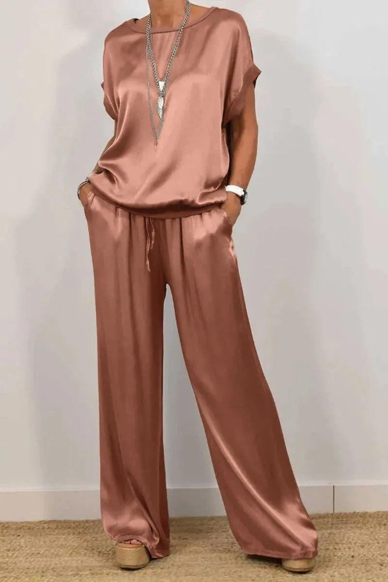 Damer Elegant Lounge-set med Flödande Snitt och Elastisk Midja Mirla-Eva Jonsson
