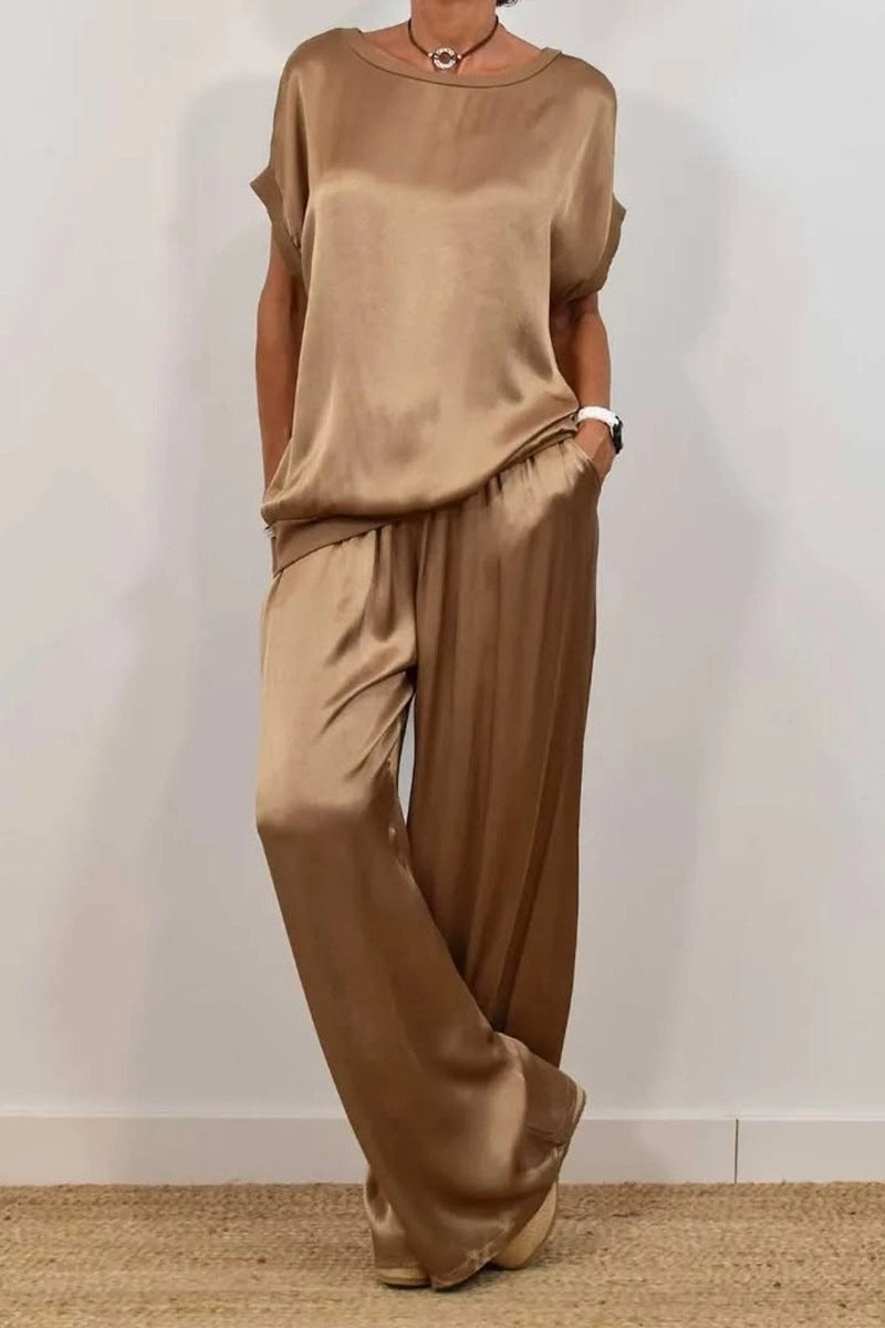 Damer Elegant Lounge-set med Flödande Snitt och Elastisk Midja Mirla-Eva Jonsson
