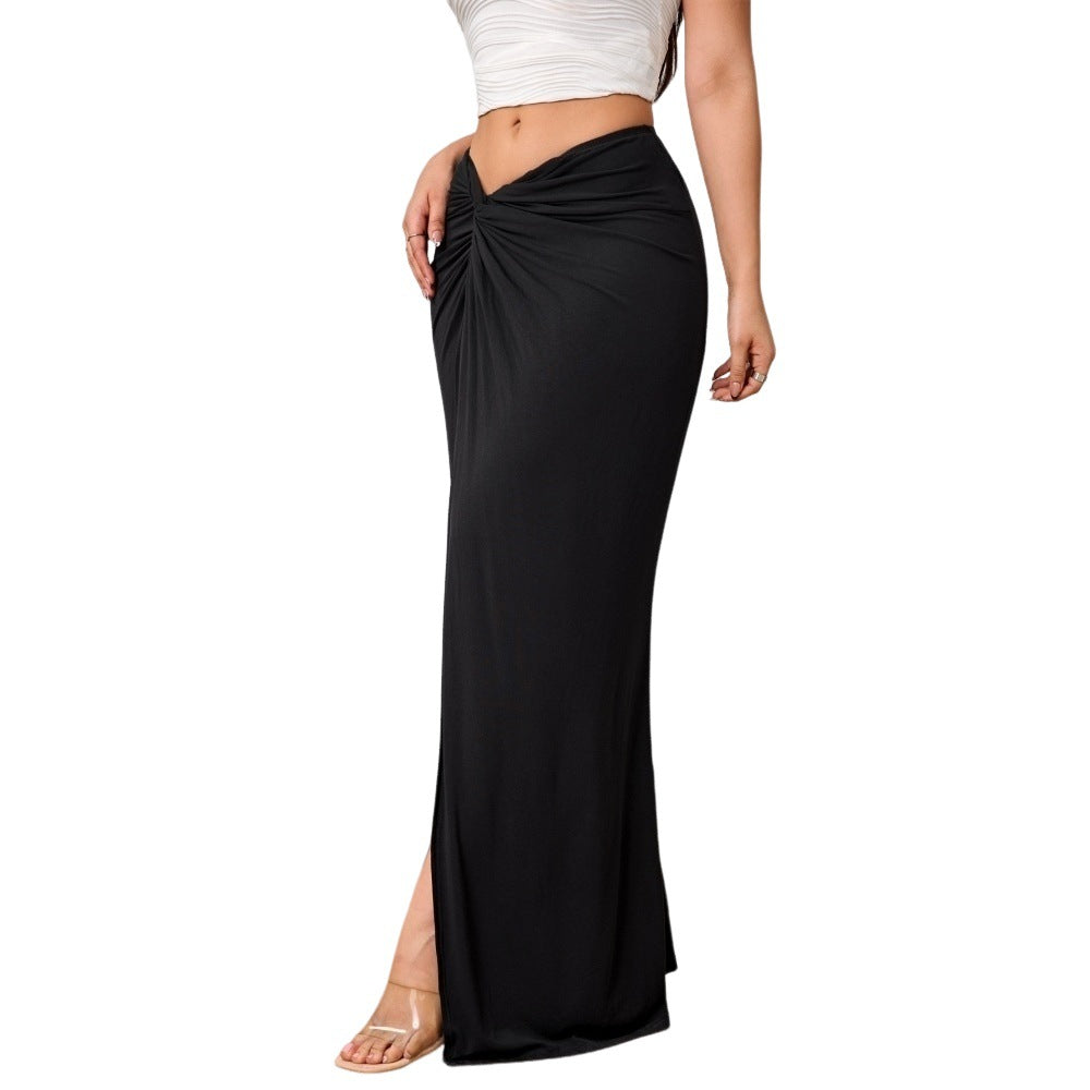 Damer Elegant Maxi Kjol med sofistikerad drapering och hög slits Mirla-Eva Jonsson