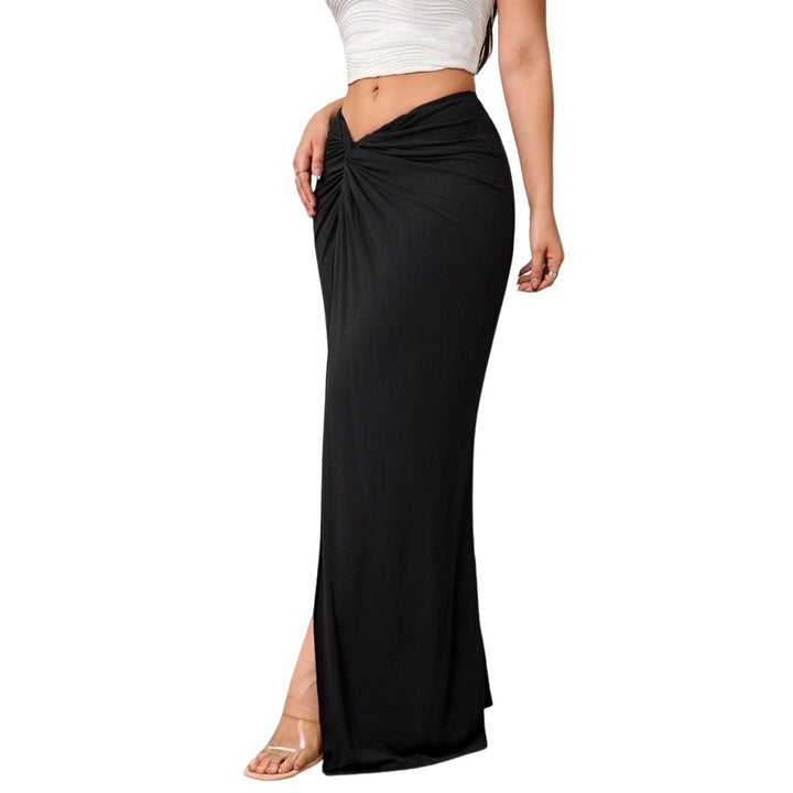 Damer Elegant Maxi Kjol med sofistikerad drapering och hög slits Mirla-Eva Jonsson
