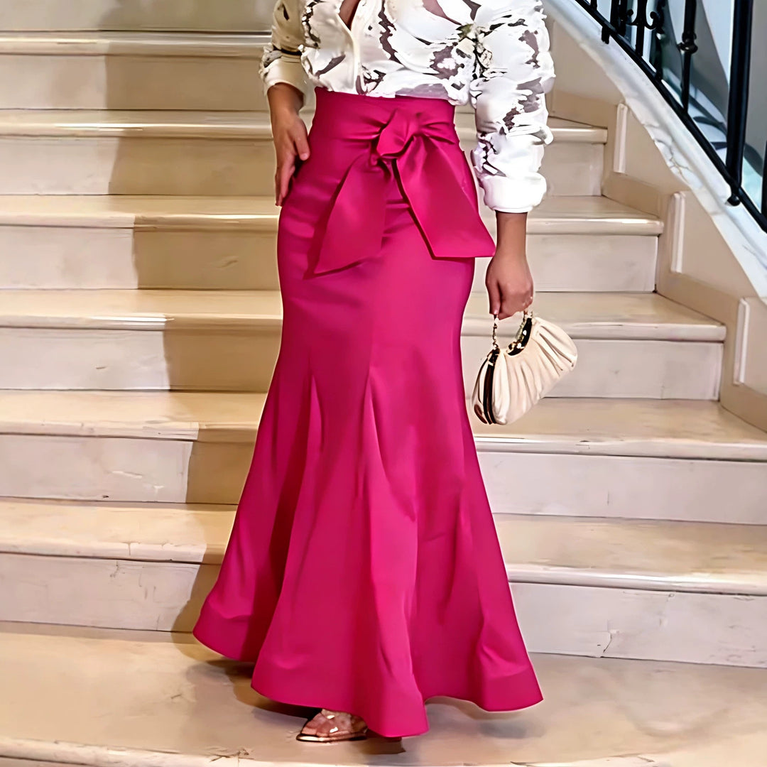 Damer Elegant Maxi Kjol med voluminös slipsdetalj Mirla-Eva Jonsson