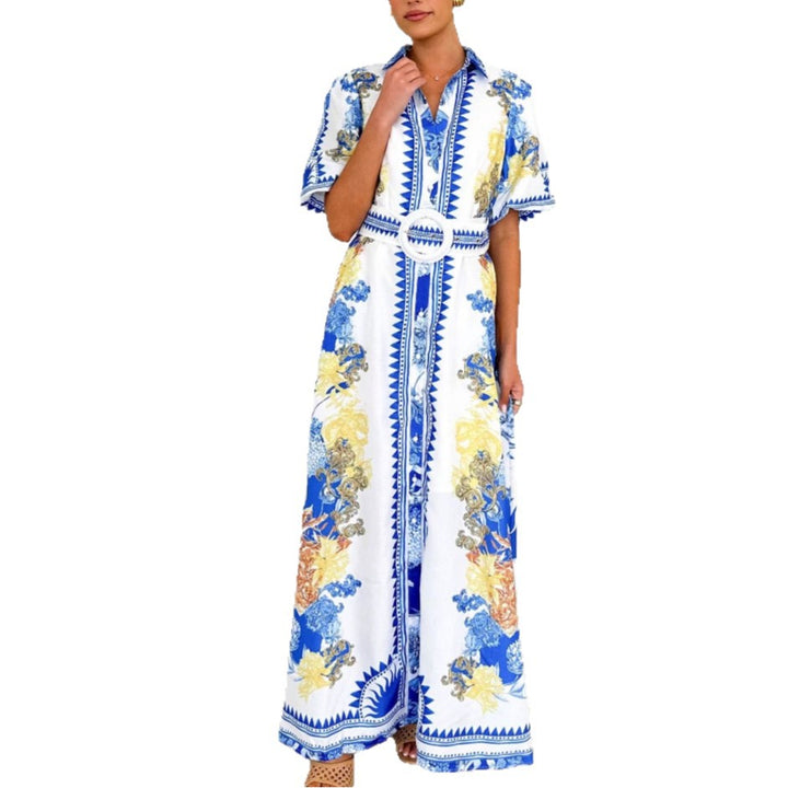 Damer Elegant Maxi Klänning med Blommönster och Slitsöm-Eva Jonsson