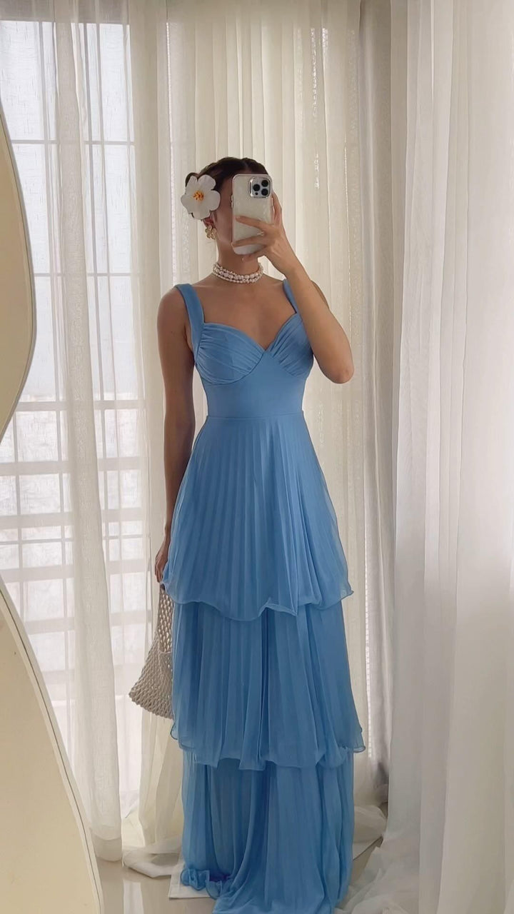 Damer Elegant Maxi Klänning med Flödande Volang Lager Mirla-Eva Jonsson