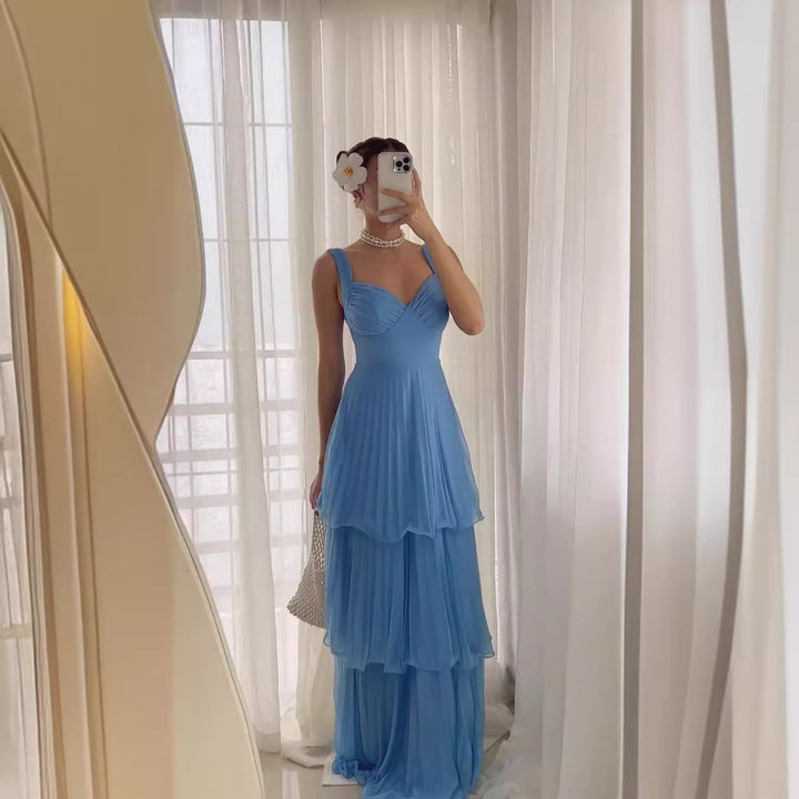 Damer Elegant Maxi Klänning med Flödande Volang Lager Mirla-Eva Jonsson