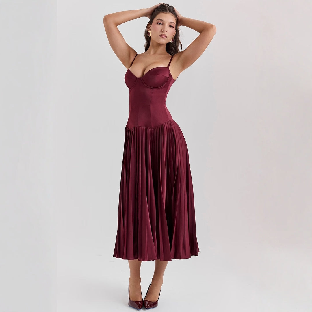 Damer Elegant Maxi Klänning med Korsett Topp och Utsådd Kjol Mirla-Eva Jonsson