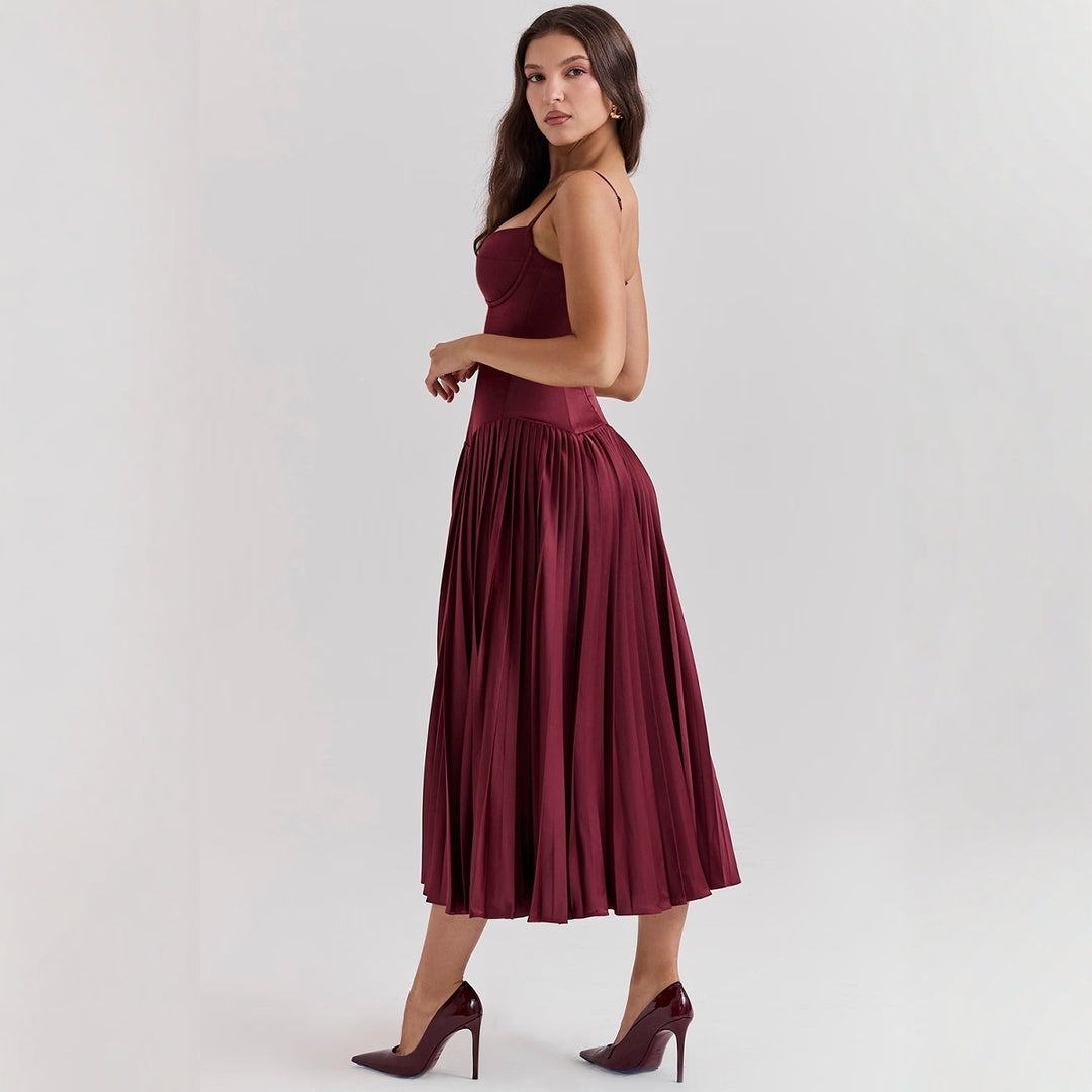 Damer Elegant Maxi Klänning med Korsett Topp och Utsådd Kjol Mirla-Eva Jonsson