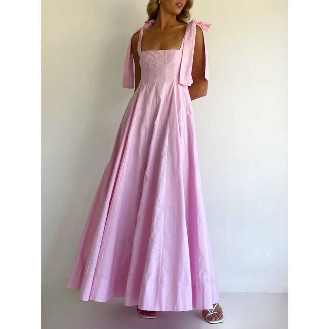 Damer Elegant Maxi Klänning med Moderna Axelband och Flödande Skärning-Eva Jonsson