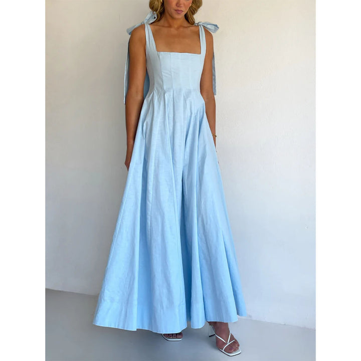 Damer Elegant Maxi Klänning med Moderna Axelband och Flödande Skärning-Eva Jonsson