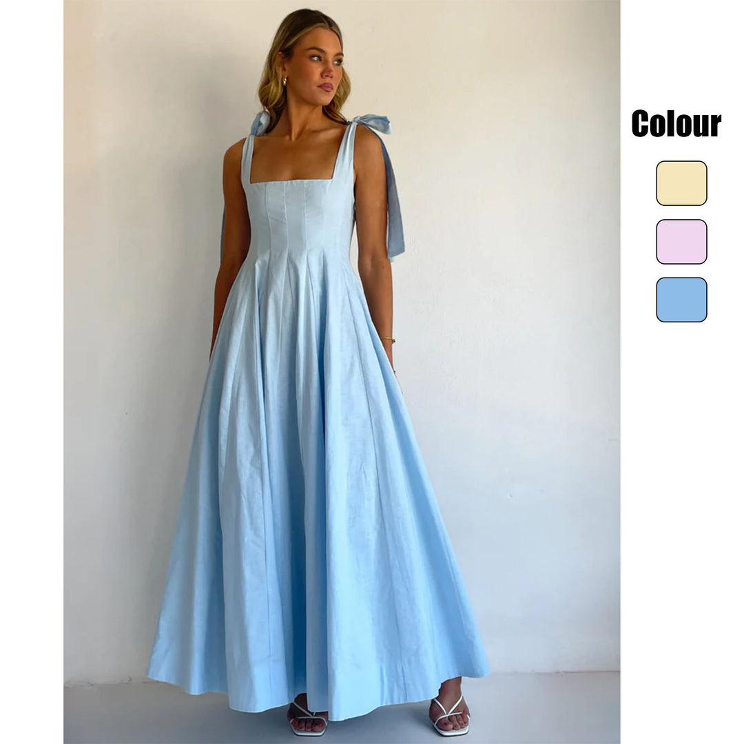 Damer Elegant Maxi Klänning med Moderna Axelband och Flödande Skärning-Eva Jonsson