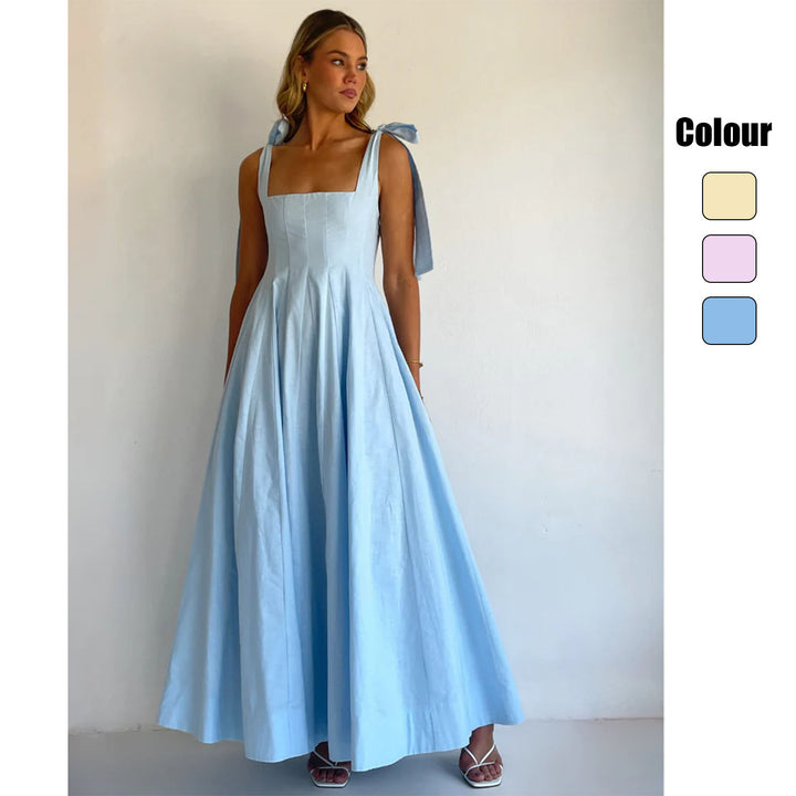 Damer Elegant Maxi Klänning med Moderna Axelband och Flödande Skärning-Eva Jonsson