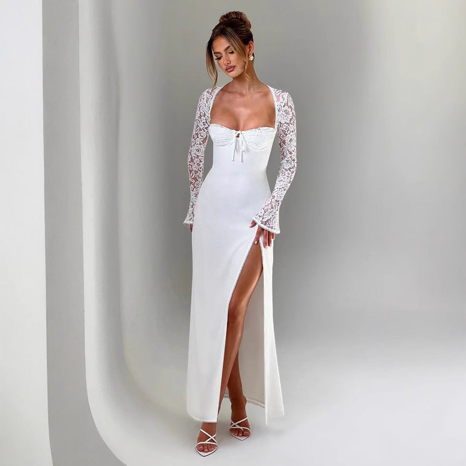 Damer Elegant Maxi Klänning med Sofistikerad Skärning och Glittrande Tyg-Eva Jonsson