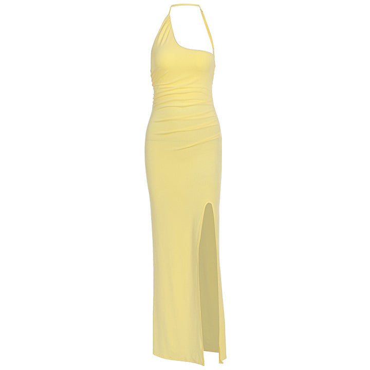 Damer Elegant Maxi Klänning med asymmetrisk Urringning och Slits Mirla-Eva Jonsson