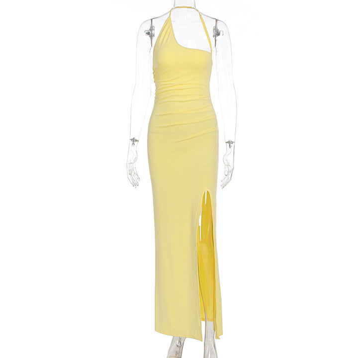 Damer Elegant Maxi Klänning med asymmetrisk Urringning och Slits Mirla-Eva Jonsson