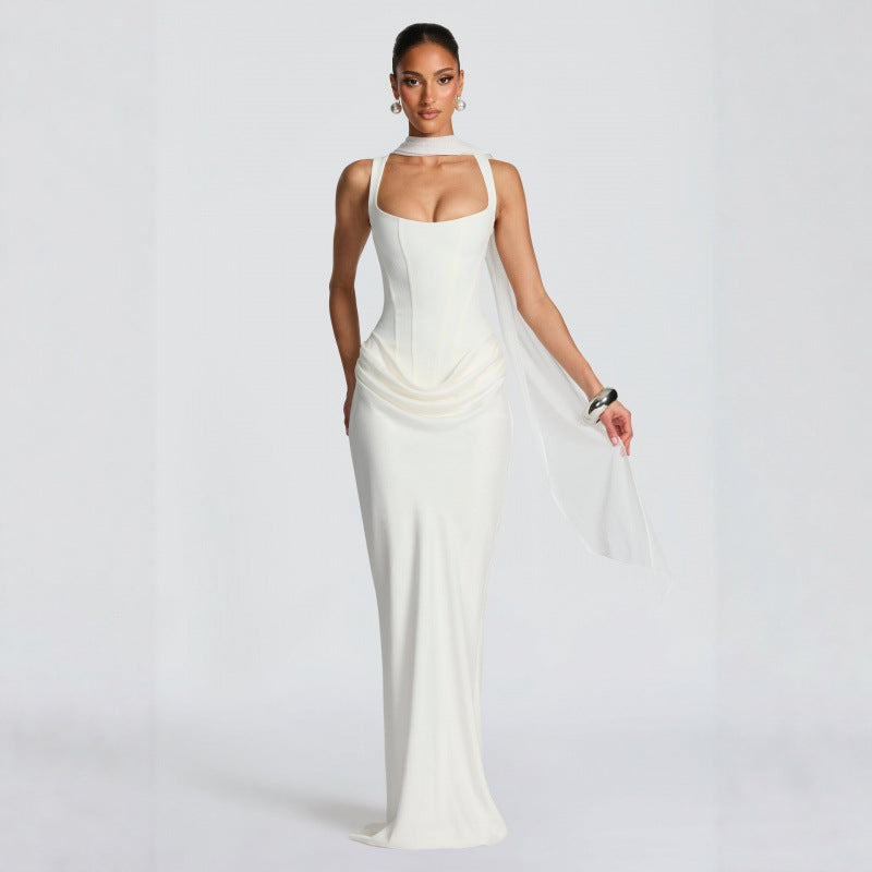 Damer Elegant Maxi-Klänning med raffinerade draperingar Mirla-Eva Jonsson