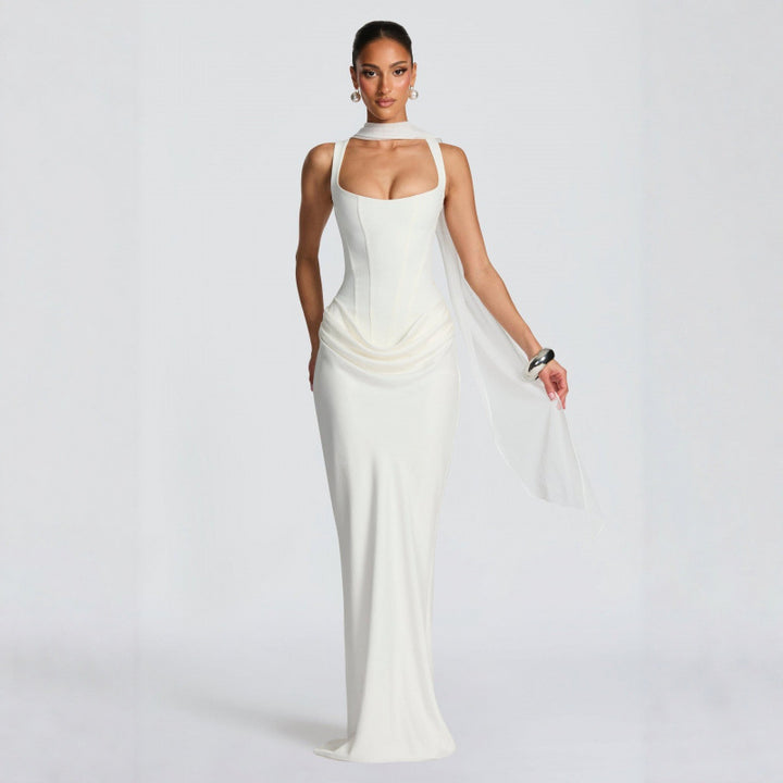 Damer Elegant Maxi-Klänning med raffinerade draperingar Mirla-Eva Jonsson