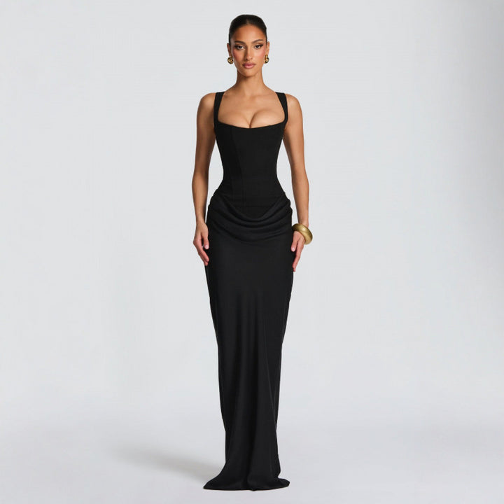 Damer Elegant Maxi-Klänning med raffinerade draperingar Mirla-Eva Jonsson