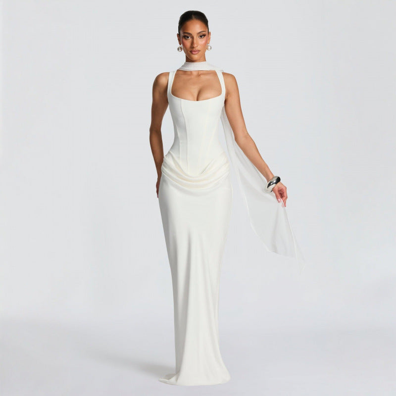 Damer Elegant Maxi-Klänning med raffinerade draperingar Mirla-Eva Jonsson