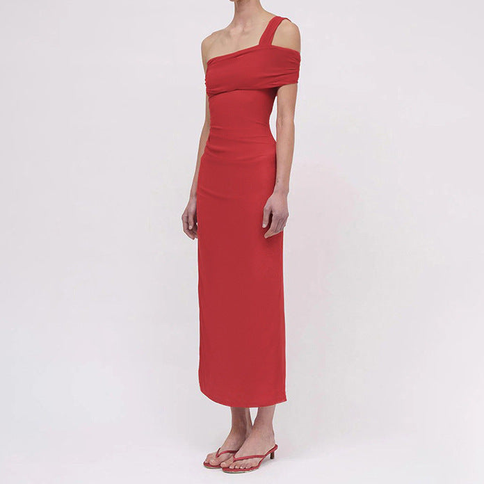 Damer Elegant Maxi-dress med asymmetrisk ringning och figurskapande draperingsdesign Mirla-Eva Jonsson