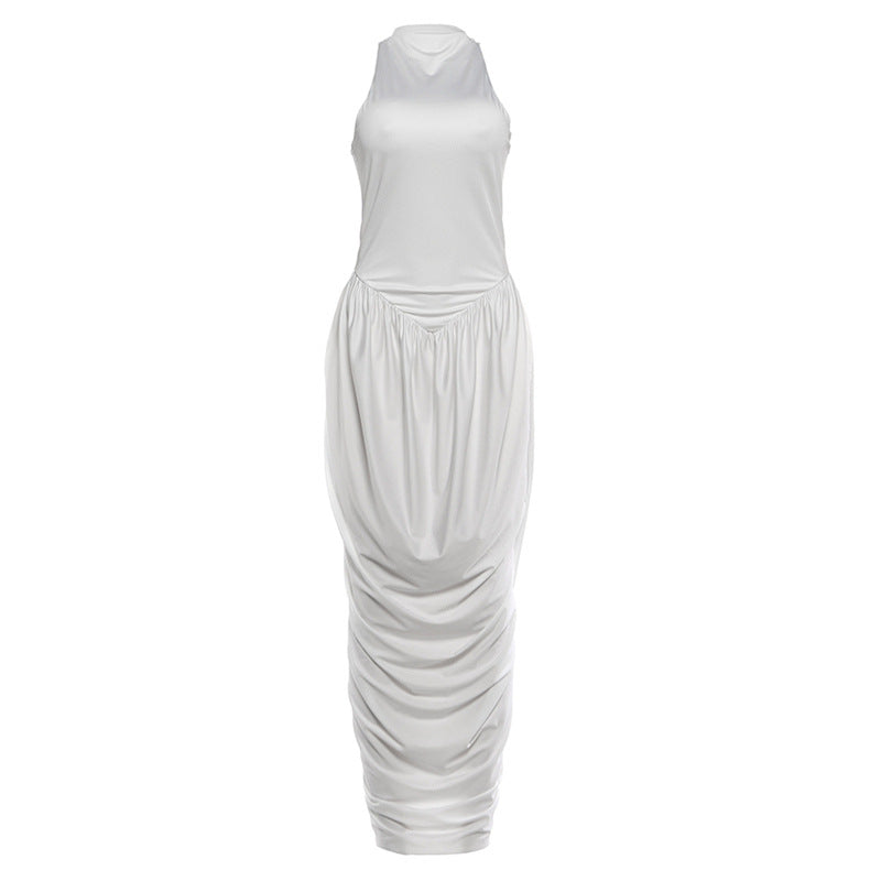 Damer Elegant Maxi- jumpsuit med hög krage och flödande fåll Mirla-Eva Jonsson