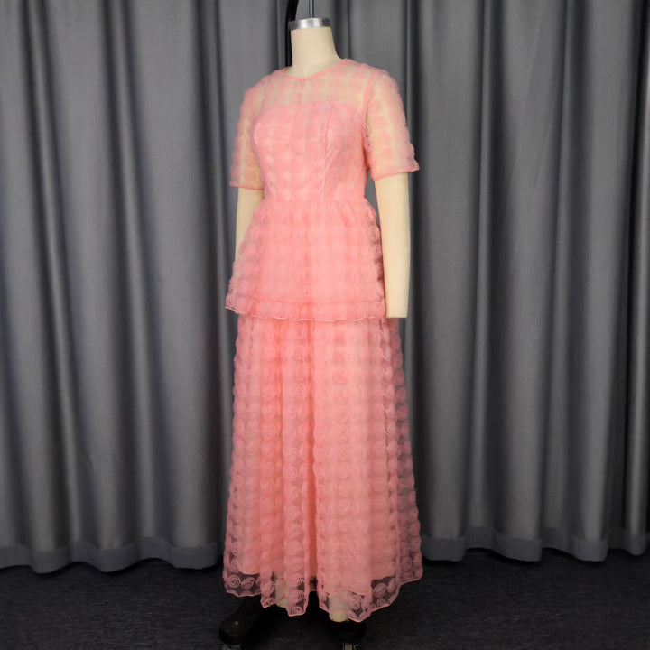 Damer Elegant Maxi-klänning med blommig volangdesign Mirla-Eva Jonsson