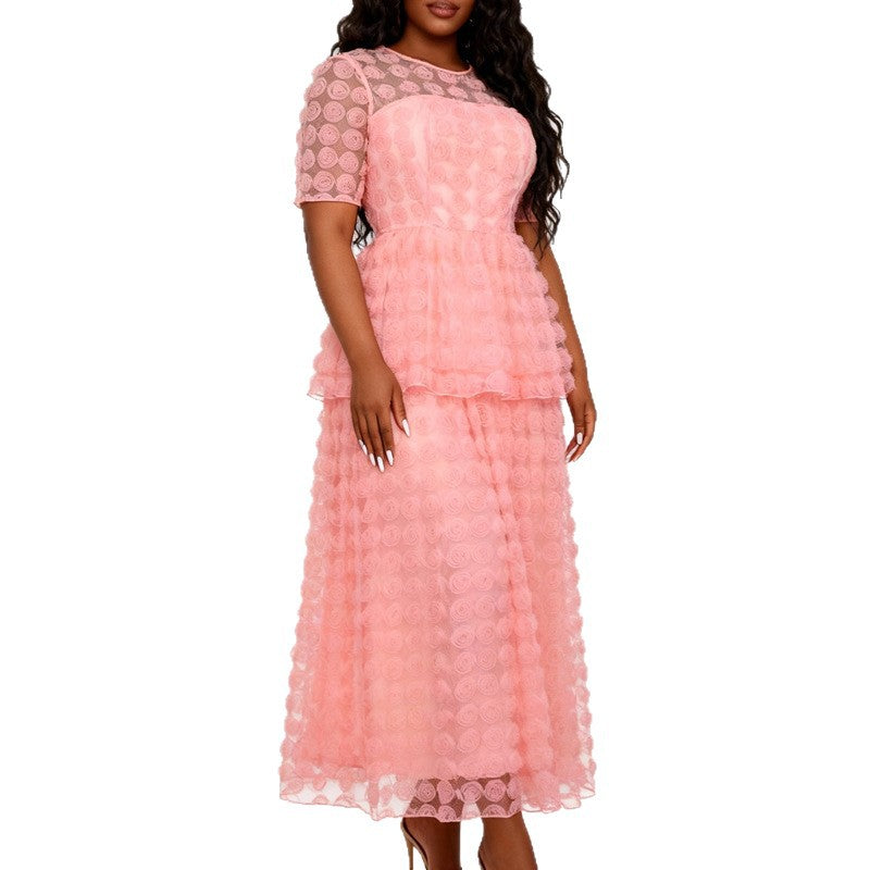 Damer Elegant Maxi-klänning med blommig volangdesign Mirla-Eva Jonsson