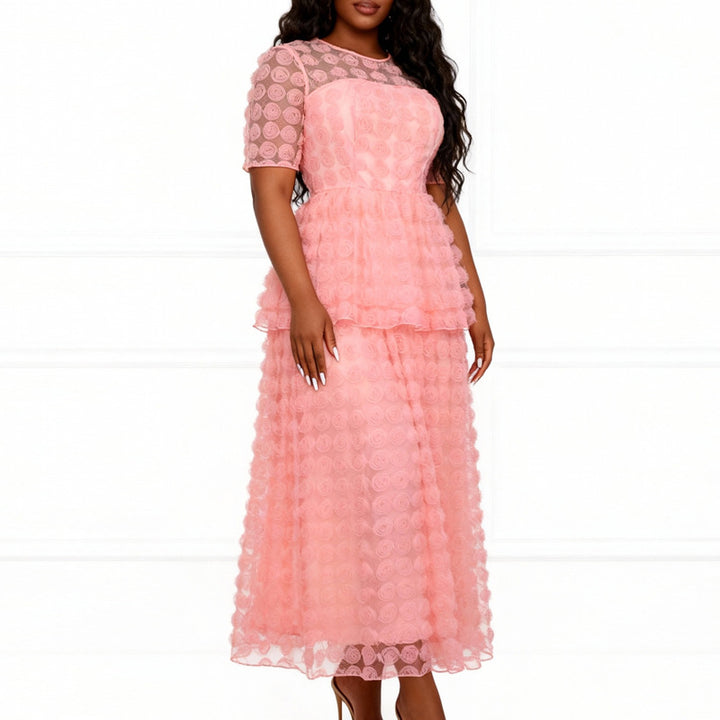 Damer Elegant Maxi-klänning med blommig volangdesign Mirla-Eva Jonsson