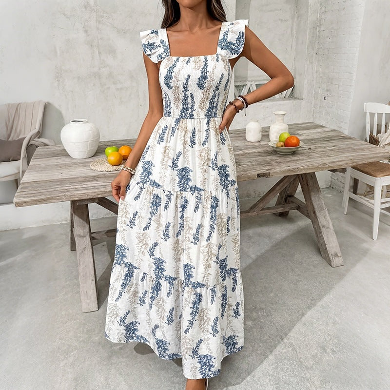 Damer Elegant Maxi-klänning med blommigt tryck och off-shoulder volangärm Mirla-Eva Jonsson