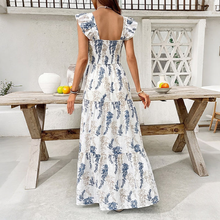 Damer Elegant Maxi-klänning med blommigt tryck och off-shoulder volangärm Mirla-Eva Jonsson
