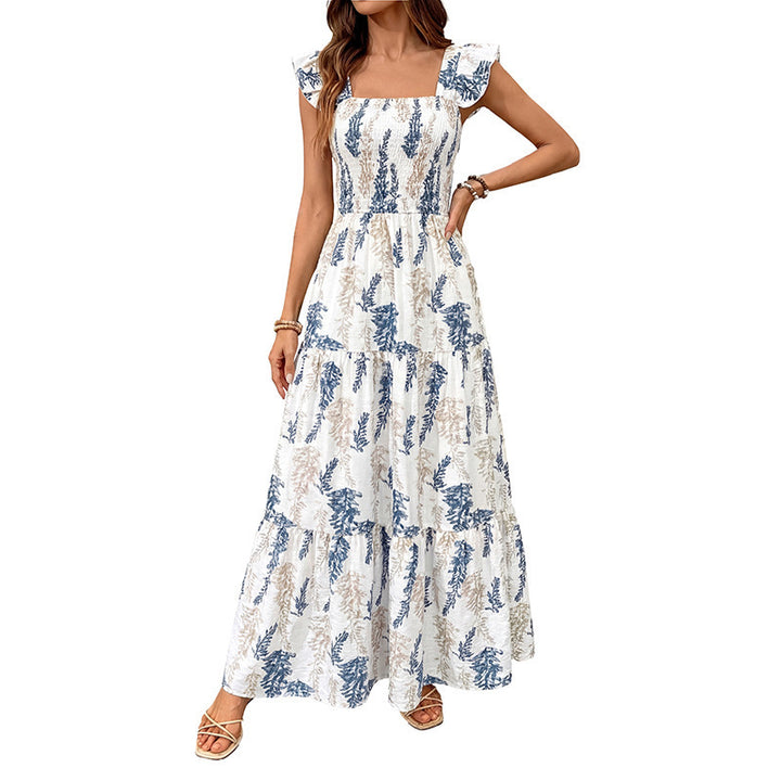 Damer Elegant Maxi-klänning med blommigt tryck och off-shoulder volangärm Mirla-Eva Jonsson