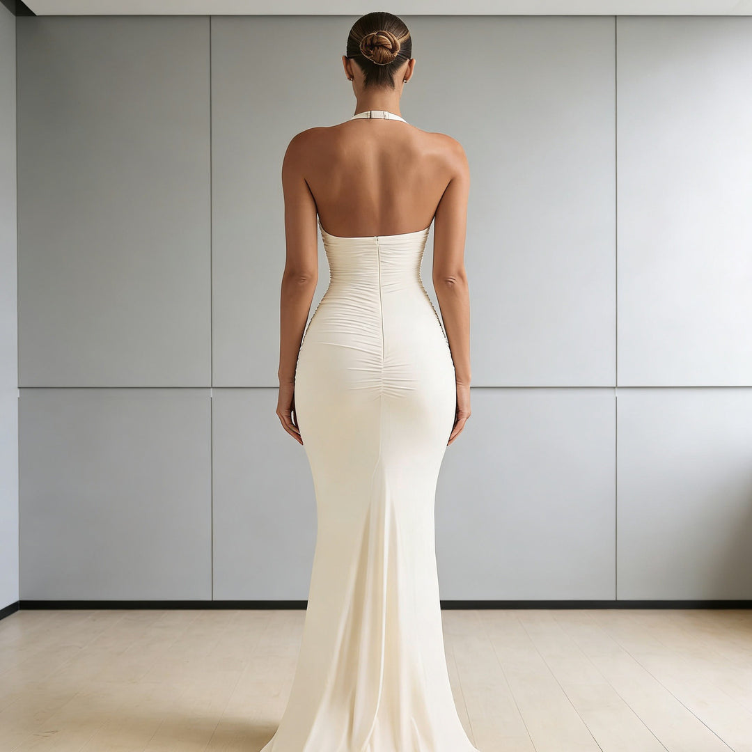 Damer Elegant Maxi-klänning med djup V-ringning och figursydd design Mirla-Eva Jonsson