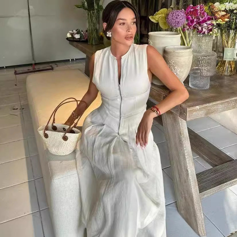 Damer Elegant Maxi-klänning med djup V-ringning och smal passform Mirla-Eva Jonsson