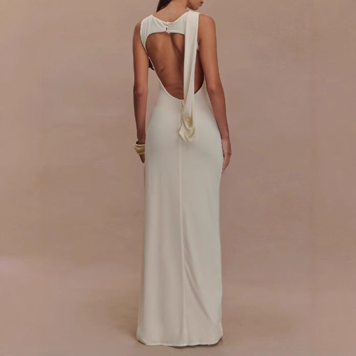 Damer Elegant Maxi-klänning med draperad överdel och sidoflan Eva Jonsson-Eva Jonsson