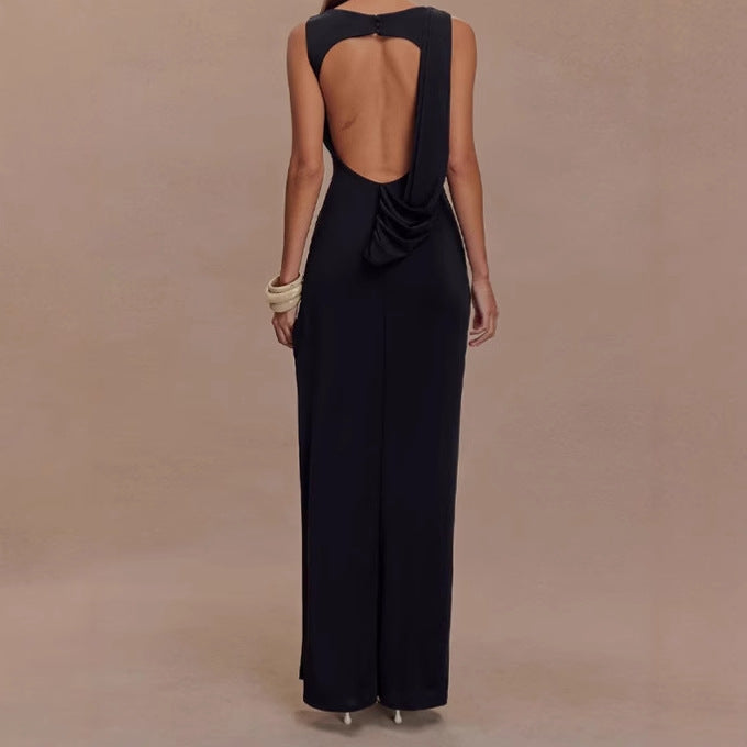 Damer Elegant Maxi-klänning med draperad överdel och sidoflan Eva Jonsson-Eva Jonsson