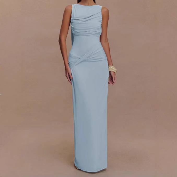 Damer Elegant Maxi-klänning med draperad överdel och sidoflan Eva Jonsson-Eva Jonsson
