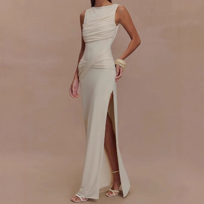 Damer Elegant Maxi-klänning med draperad överdel och sidoflan Eva Jonsson-Eva Jonsson