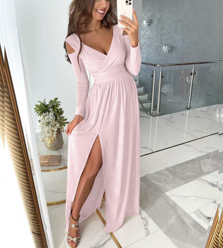 Damer Elegant Maxi-klänning med omslagsdesign och sprund Mirla-Eva Jonsson