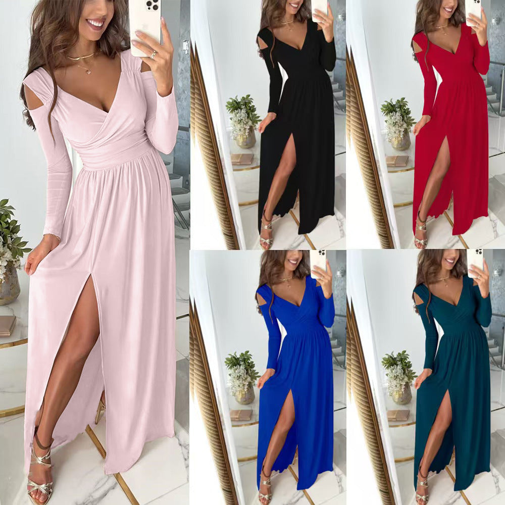 Damer Elegant Maxi-klänning med omslagsdesign och sprund Mirla-Eva Jonsson