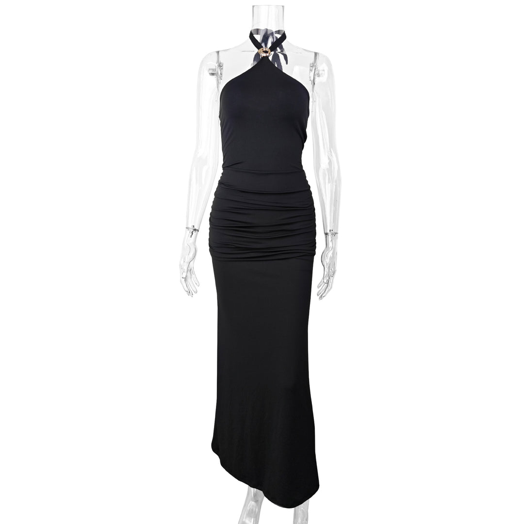 Damer Elegant Maxi-klänning med sfärisk Halterneck och raffinerad rynkning Mirla-Eva Jonsson