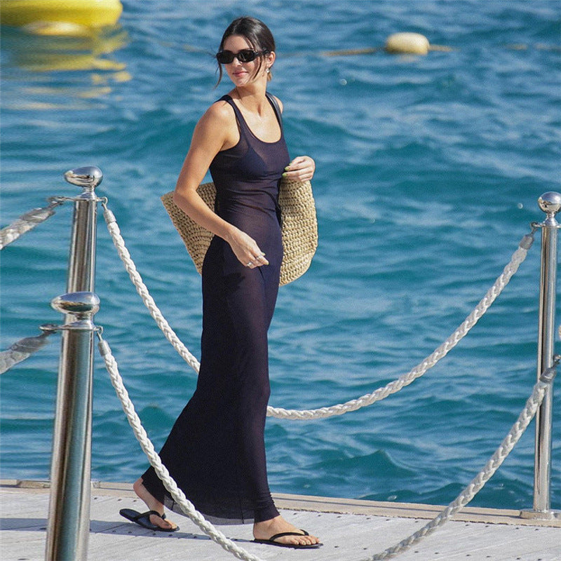 Damer Elegant Maxi-klänning med transparenta insatser Mirla-Eva Jonsson