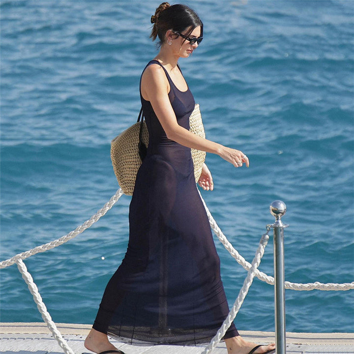 Damer Elegant Maxi-klänning med transparenta insatser Mirla-Eva Jonsson