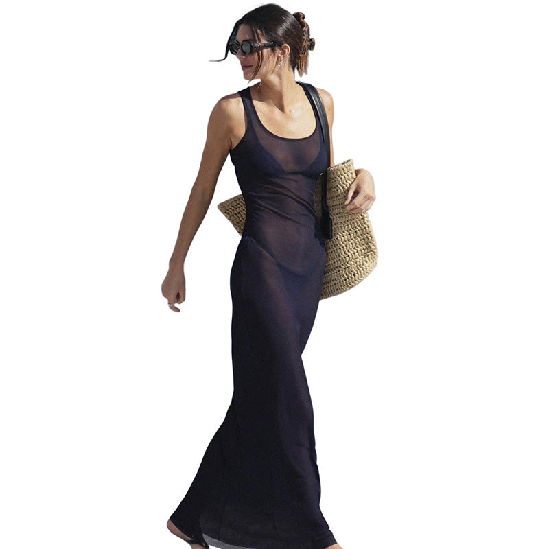 Damer Elegant Maxi-klänning med transparenta insatser Mirla-Eva Jonsson