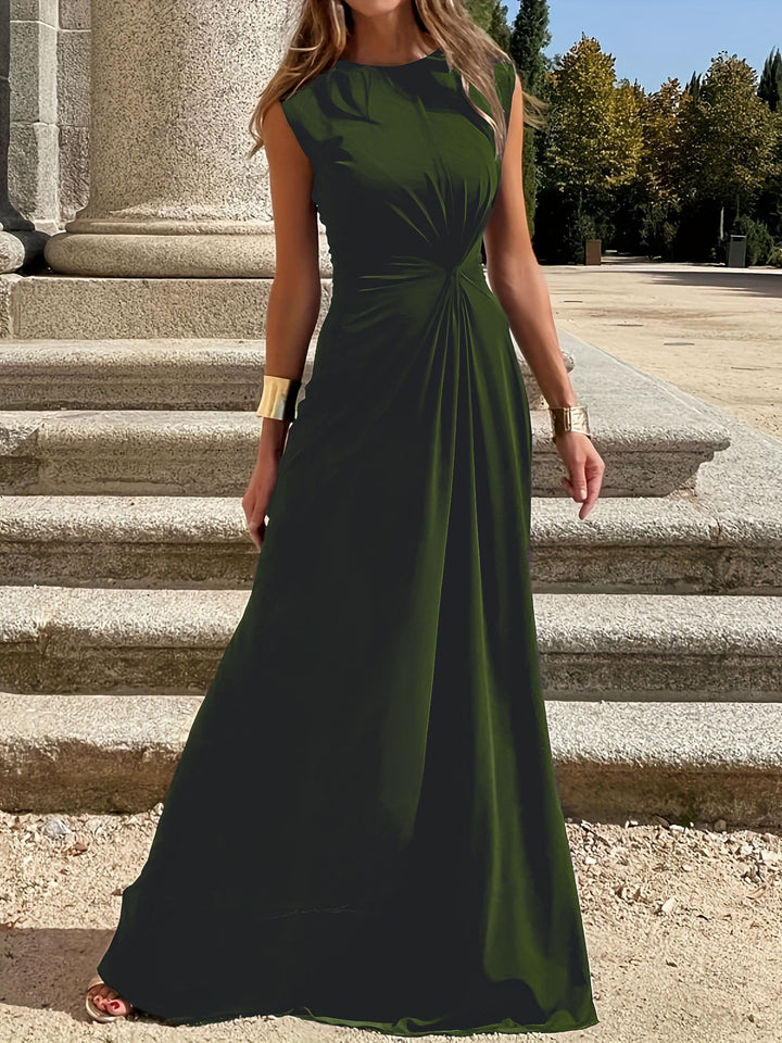 Damer Elegant Maxikjol med Rynkor och Rundhalsutskärning Mirla-Eva Jonsson