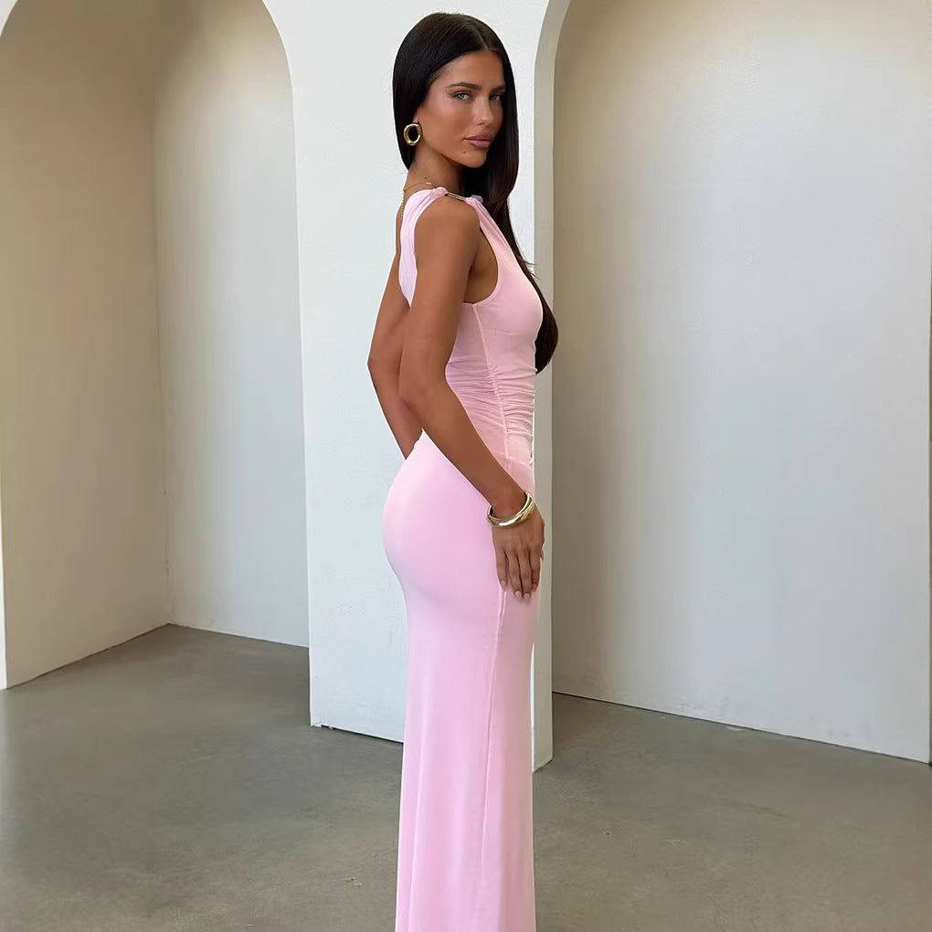 Damer Elegant Maxikjol med asymmetrisk design och raffinerade volanger Mirla-Eva Jonsson