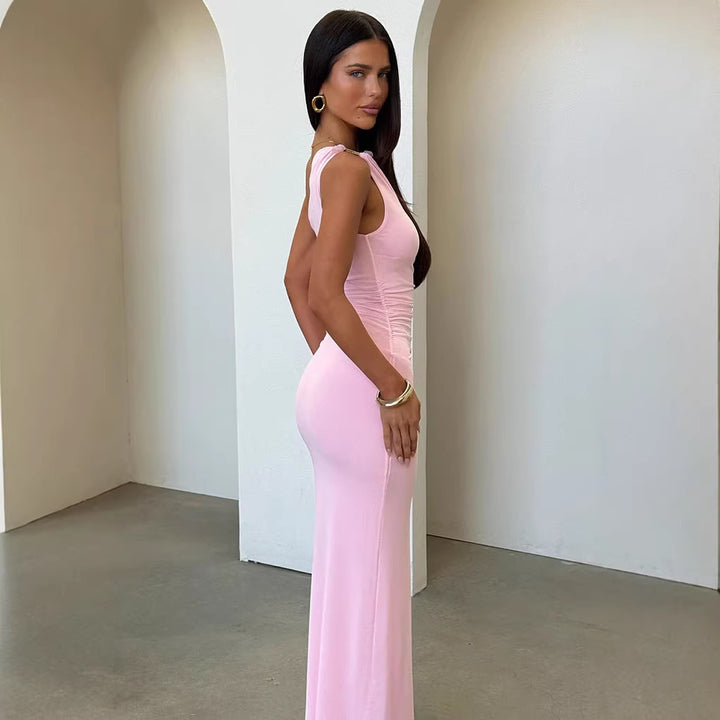 Damer Elegant Maxikjol med asymmetrisk design och raffinerade volanger Mirla-Eva Jonsson