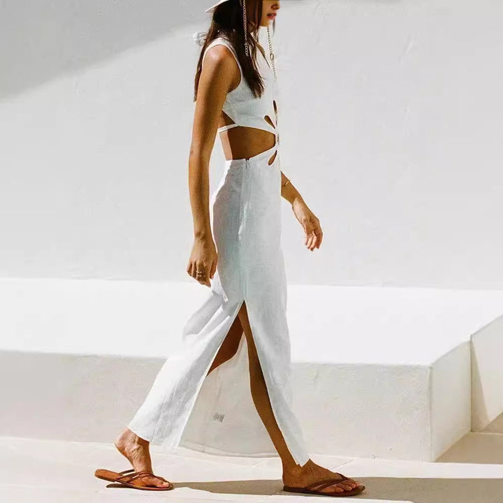 Damer Elegant Maxiklänning med Cut-Out-detaljer och hög slits Mirla-Eva Jonsson