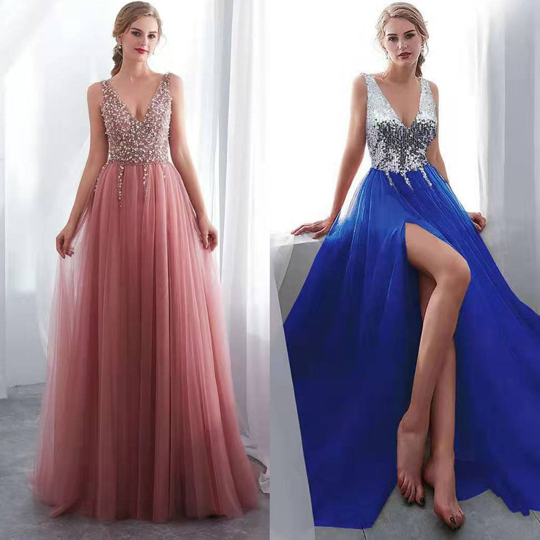 Damer Elegant Maxiklänning med Glittrande Överdel och Hög Slits Mirla-Eva Jonsson