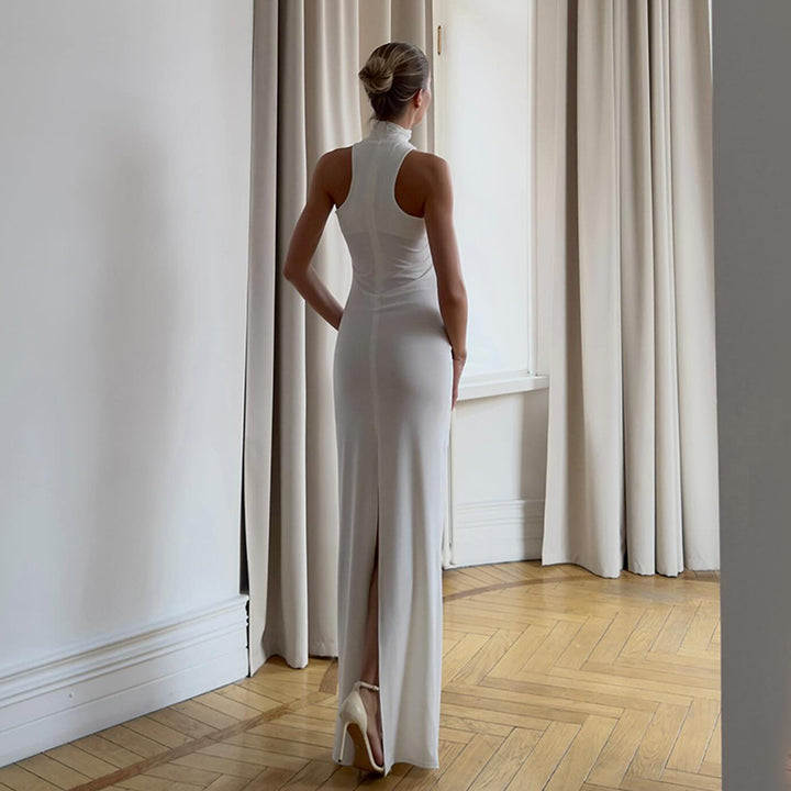 Damer Elegant Maxiklänning med Halterneck och rynkad överdel Mirla-Eva Jonsson