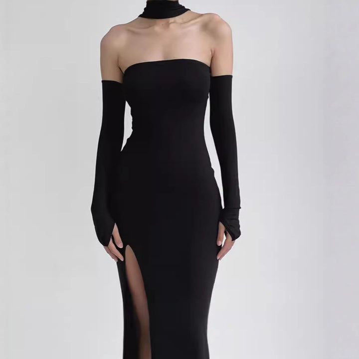 Damer Elegant Maxiklänning med Off-Shoulder U-ringning och lång slits Mirla-Eva Jonsson