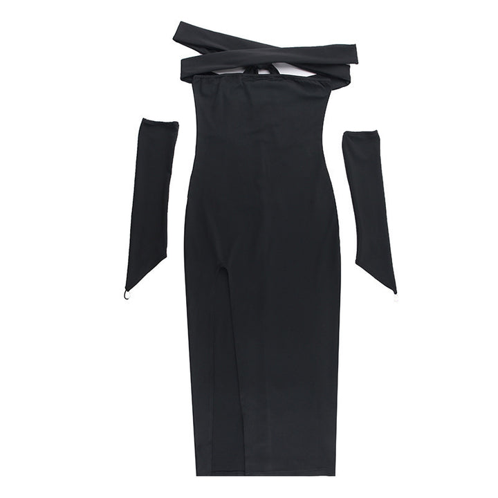 Damer Elegant Maxiklänning med Off-Shoulder U-ringning och lång slits Mirla-Eva Jonsson