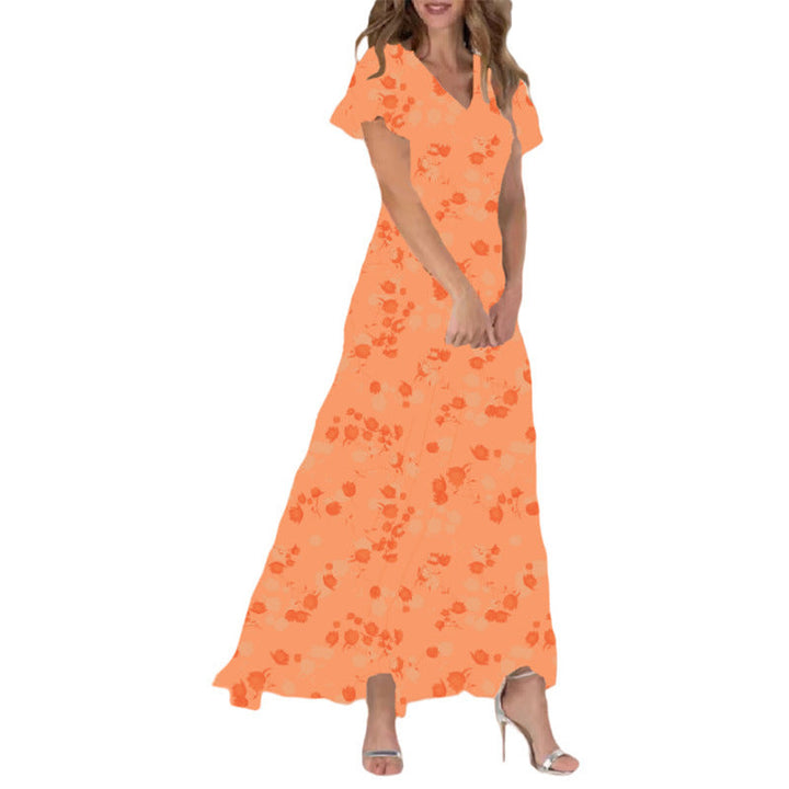 Damer Elegant Maxiklänning med Transparenta Ärmar och Blommönster Mirla-Eva Jonsson